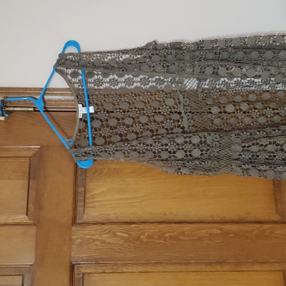 Cato Jackets & Blazers - Cato 18/20 olive green crocheted long open vest, good condition